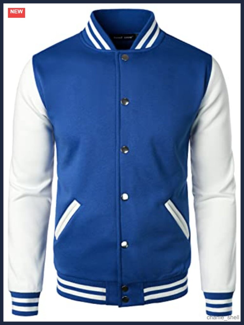 Cotton Blend Varsity Jacket Letterman Button Down Casual